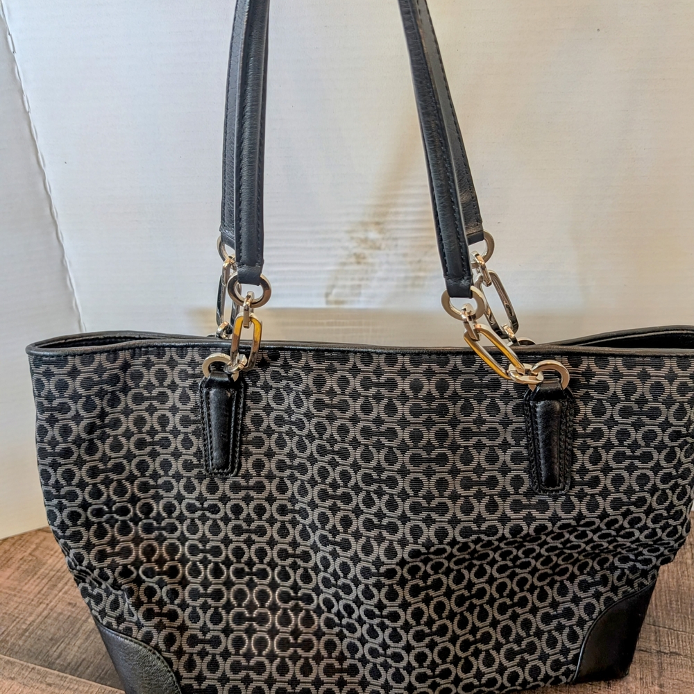 Coach Black Leather Signature Tote